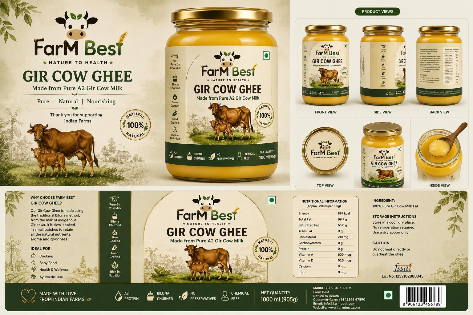 Farm Best Gir Cow Ghee product packaging